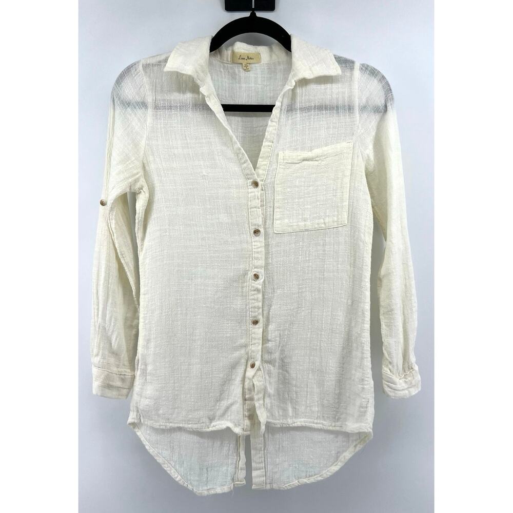 Love Notes Front and Back Button Down Shirt Women's Size XS Cream